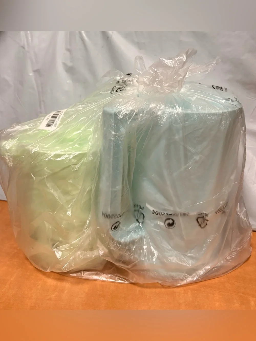 Tupperware Light Blue and Mint Green Plastic Pitcher Set